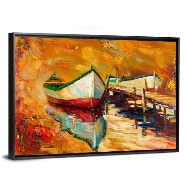 Abstract Boat & Jetty Canvas Wall Art