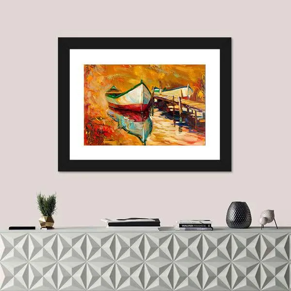 Abstract Boat & Jetty Canvas Wall Art