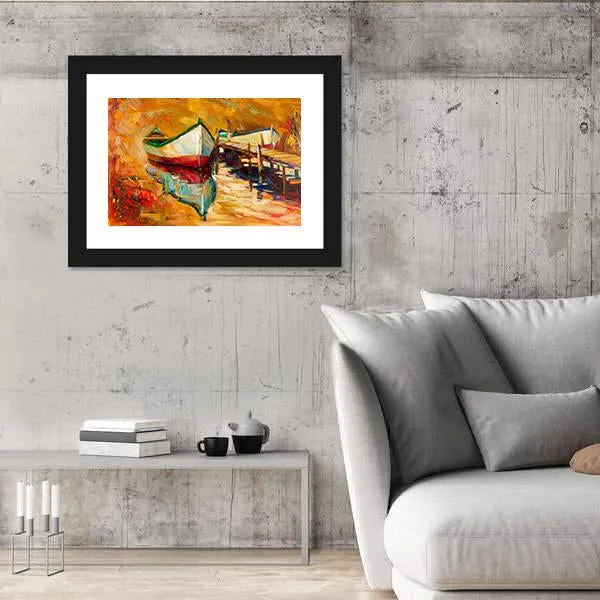 Abstract Boat & Jetty Canvas Wall Art