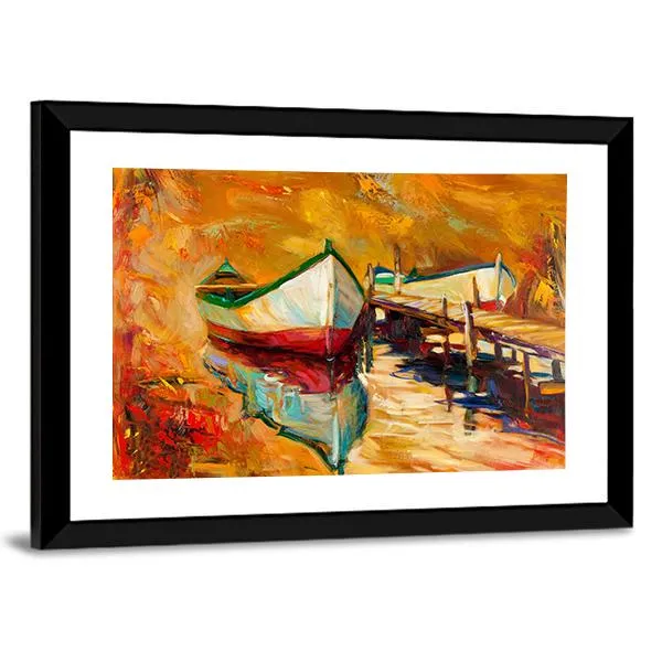 Abstract Boat & Jetty Canvas Wall Art