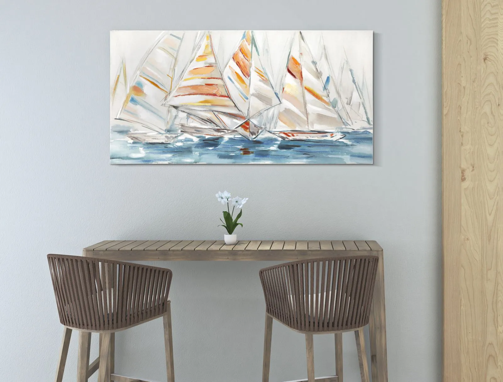 Abstract Modern Sailing Boat Canvas Painting