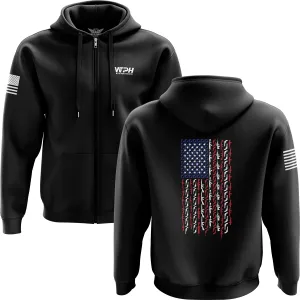 American Flag in Guns - Patriotic Colors Zip Up Hoodie