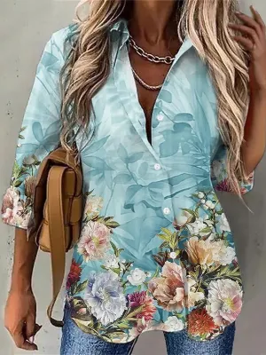 Amy Fashion - Casual Daily Floral Print Blouse