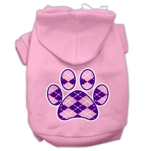 Argyle Paw Purple Screen Print Pet Hoodies Light Pink Size Med (12)