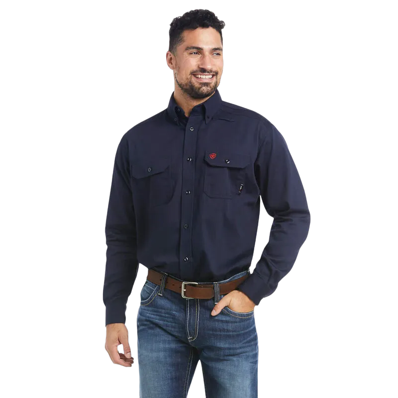 Ariat Men's Navy Fire Resistant Solid Work Shirt - Big