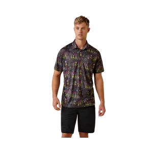 Ariat Men's Printed Western Aloha Charcoal Grey Polo