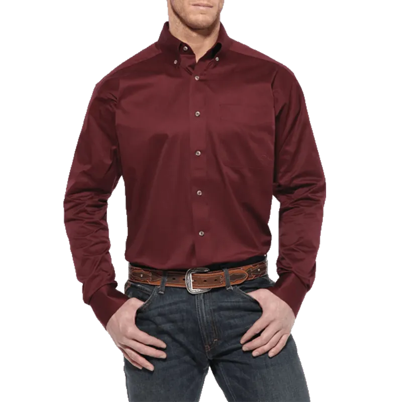 Ariat Men's Red Solid Twill Fitted Shirt