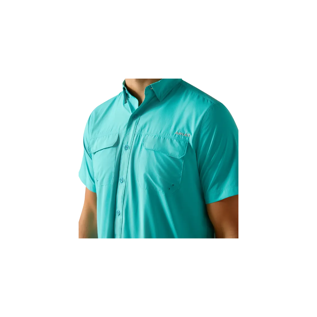 Ariat Men's Venttek Outbound Fitted Drift Button Down Ss Turquoise Shirt