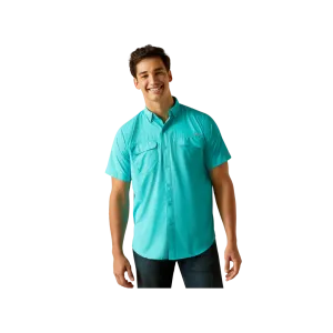 Ariat Men's Venttek Outbound Fitted Drift Button Down Ss Turquoise Shirt