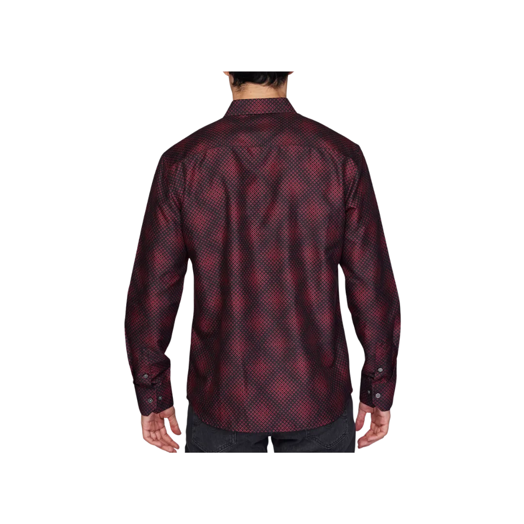 Avalon Men’s Long-Sleeve Deep Red Satin Shirt