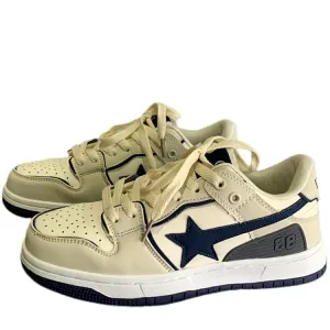 Beige & Navy Shooting Star Sneakers