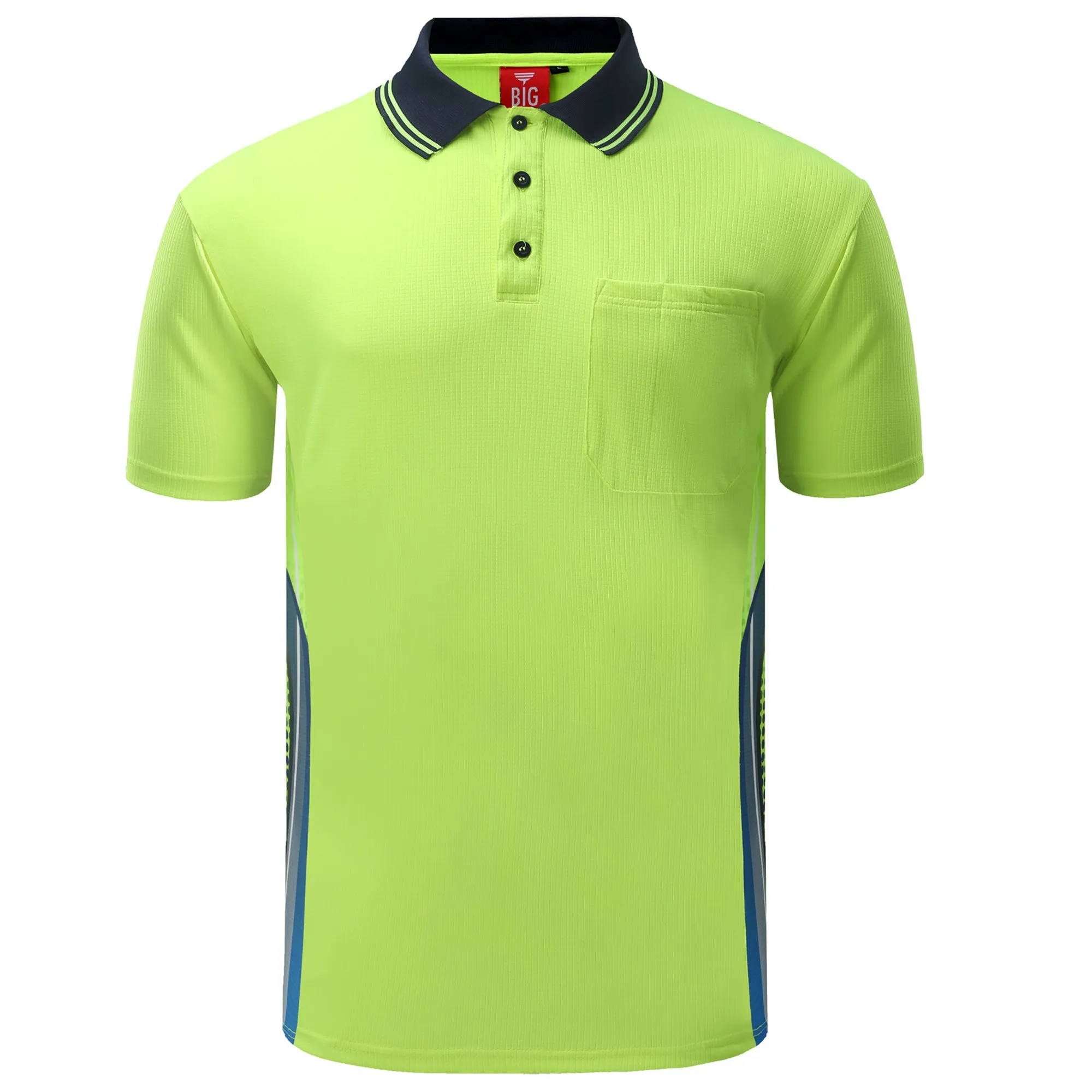 Big Bee Mens Hi Vis Polo Shirts, Tech-Vent