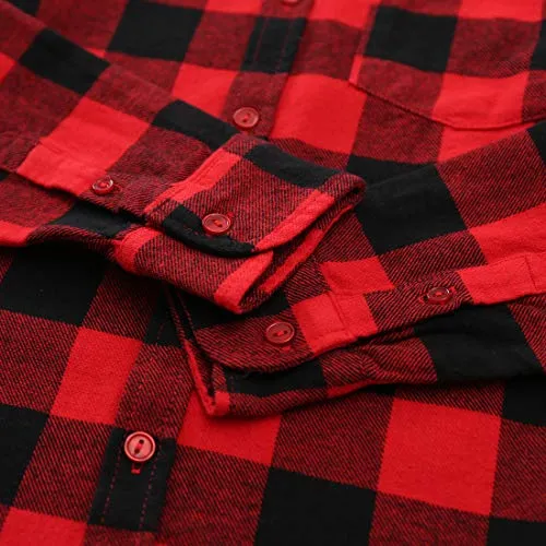 Big Boy Red/Black/White Plaid Long Sleeve Flannel Shirts