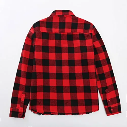 Big Boy Red/Black/White Plaid Long Sleeve Flannel Shirts