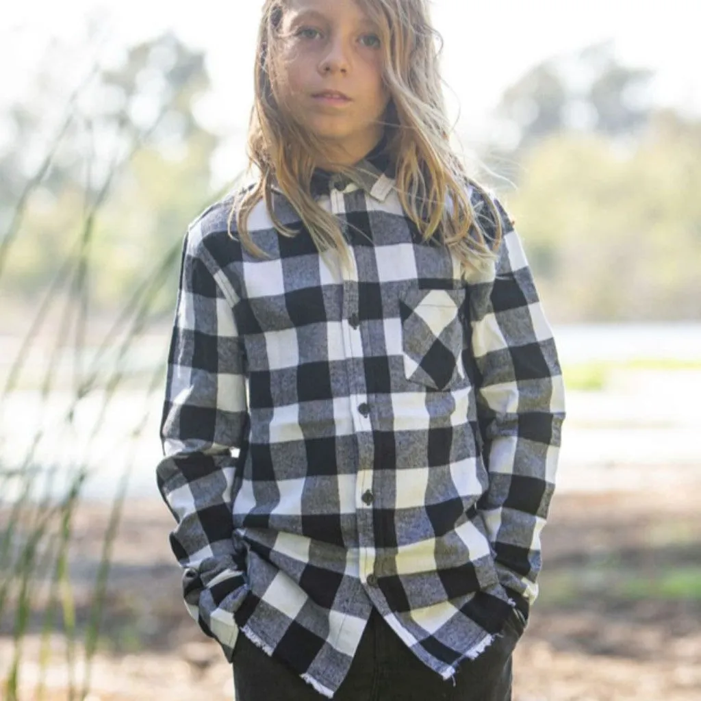 Big Boy Red/Black/White Plaid Long Sleeve Flannel Shirts