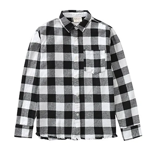 Big Boy Red/Black/White Plaid Long Sleeve Flannel Shirts