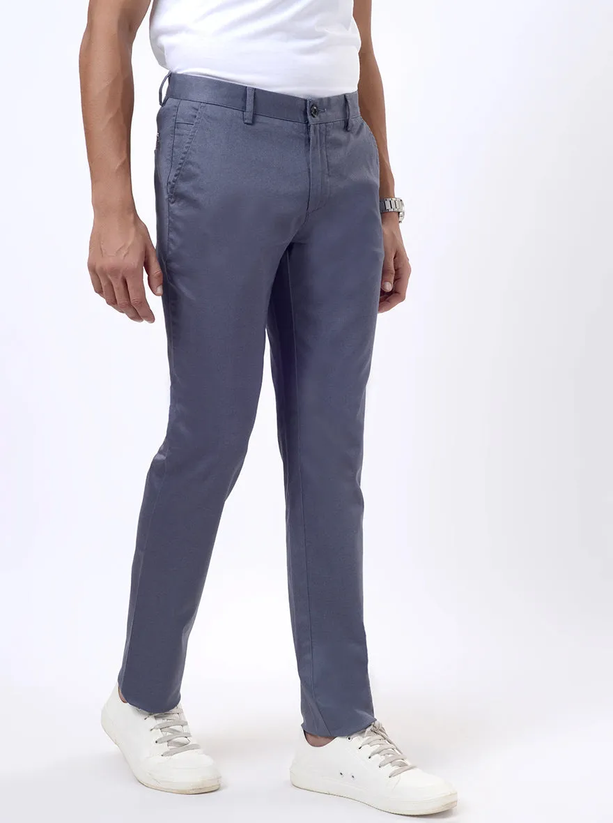 Blue Printed Uno Fit Casual Trouser | JadeBlue