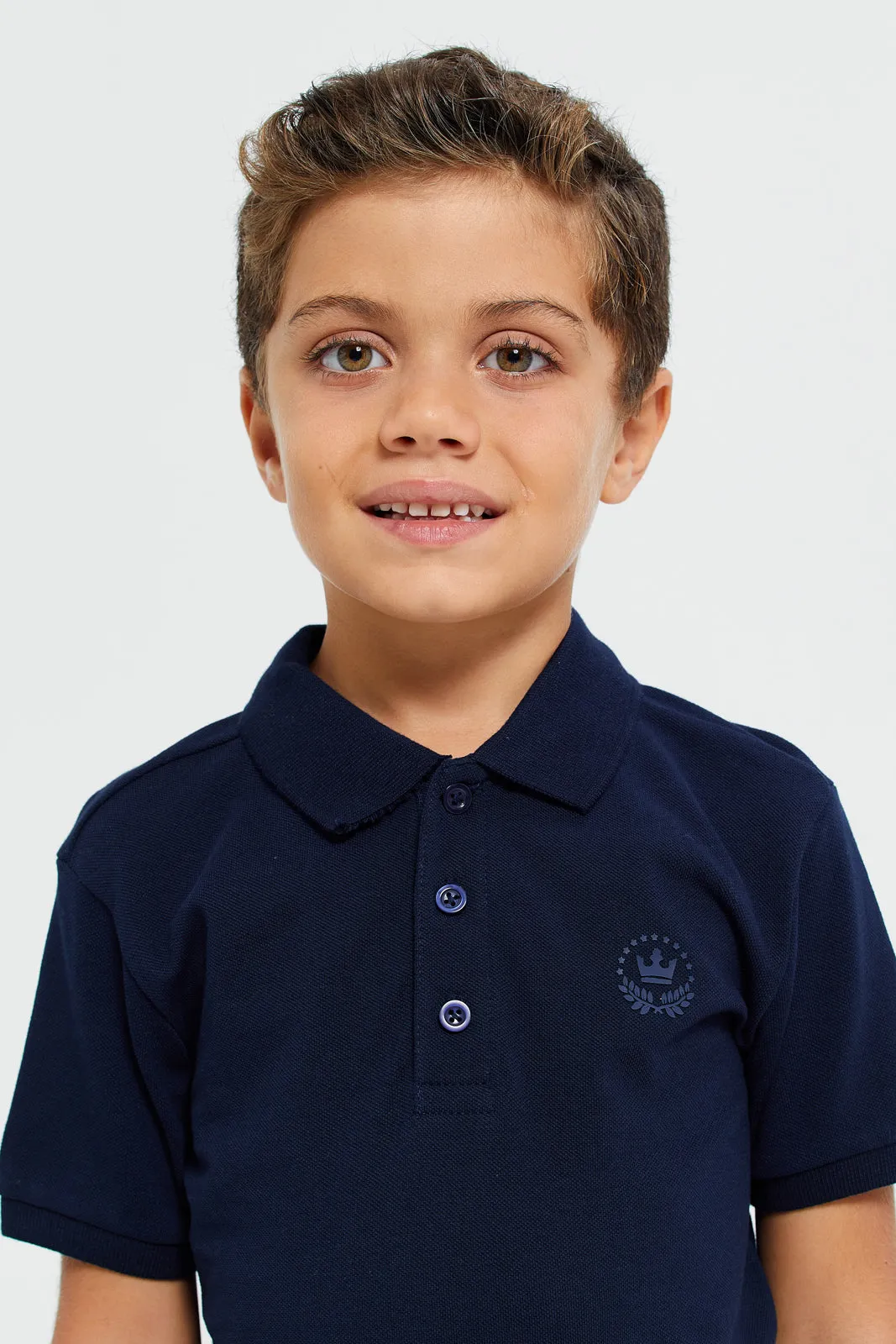 Boys Blue And Navy Polo Shirt Set (Pack Of 2)