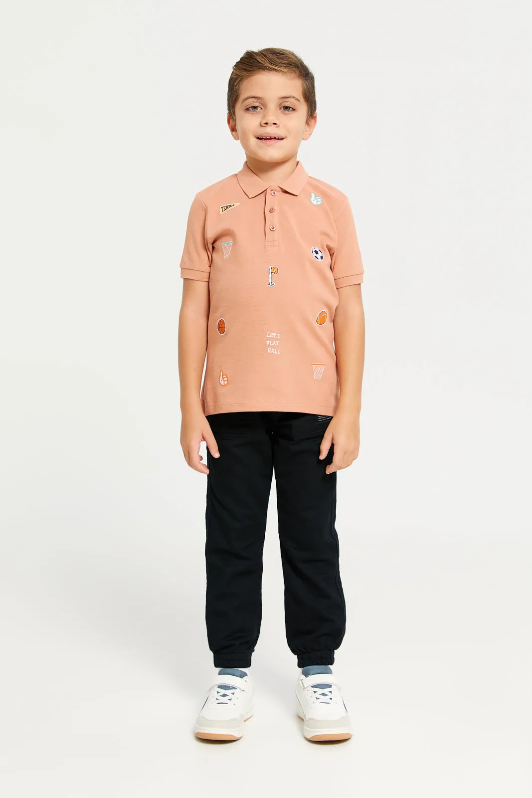 Boys Coral Embroidered Polo T-Shirt