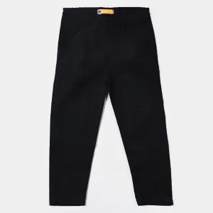 Boys Cotton Pant Solid-Jet Black