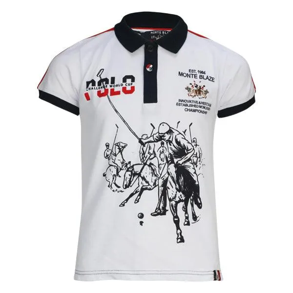 BOYS SHORT SLEEVE POLO T SHIRT - WHITE