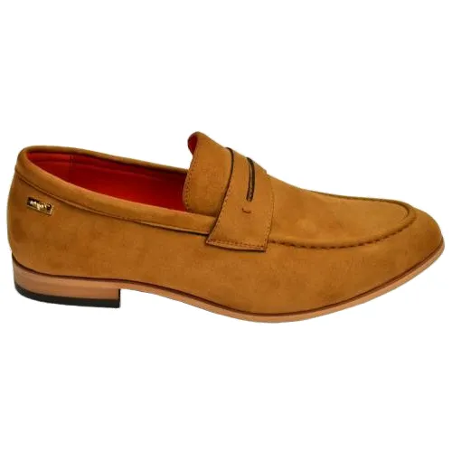 CAPRIO CAMEL PENNY|TAYNO| Vegan Suede| Moc Toe| Penny Loafers| MEN'S FOOT WEAR @ BRANDYS SHOES