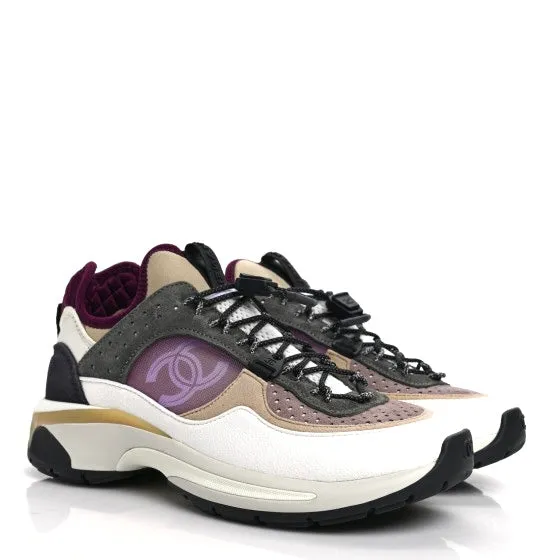 Chanel Multicolor Leather And Suede CC Low Top Drawstring Sneakers 38.5 UK5.5