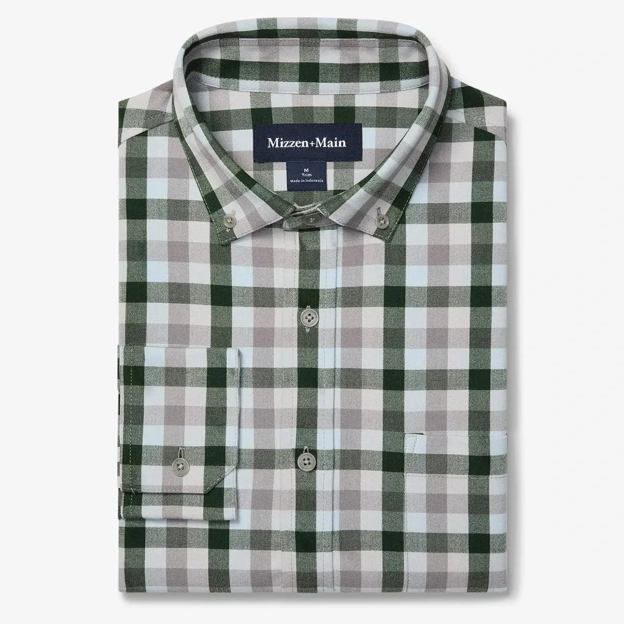 City Flannel Dress Shirt in Spruce Multi Check by Mizzen Main