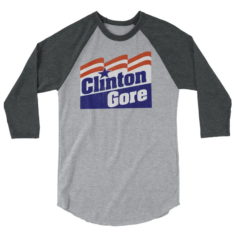 Clinton Gore 1992 Retro Campaign 3/4 sleeve Raglan Shirt