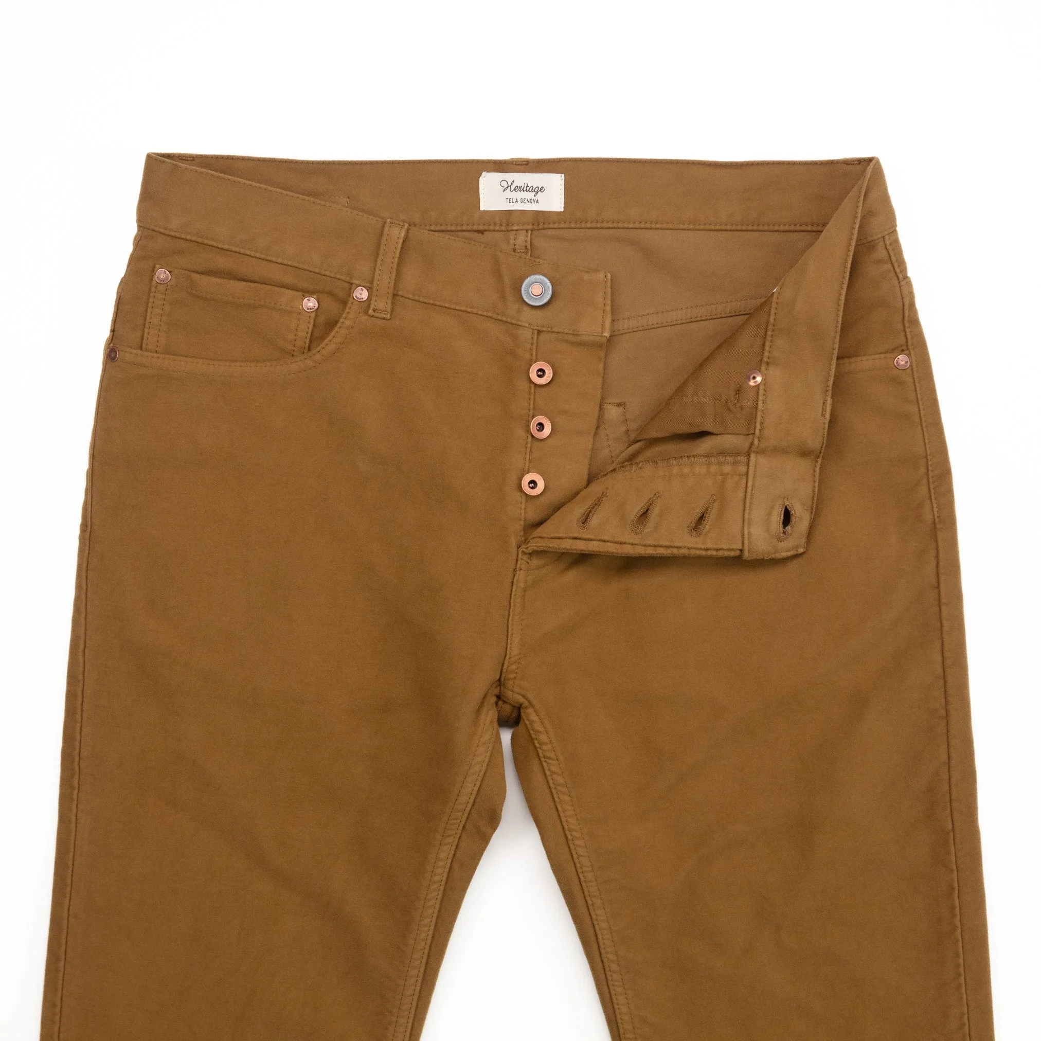 Davide Moleskin Chinos in Khaki