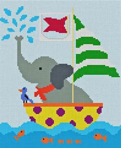 Elephant in a Boat Tooth Fairy Pillow Canvas