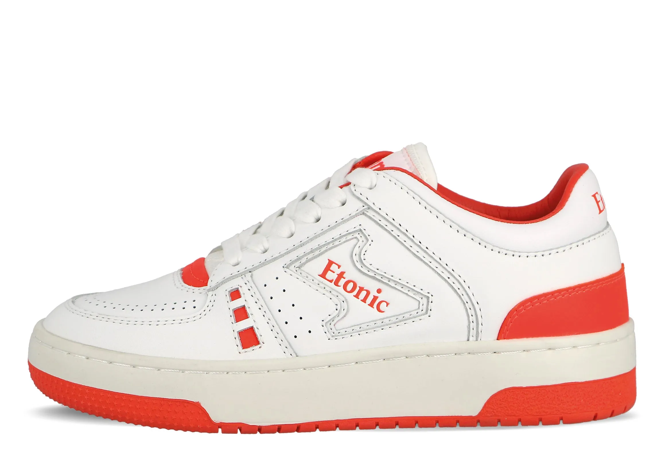 Etonic B509 sneakers in white leather with orange inserts and details