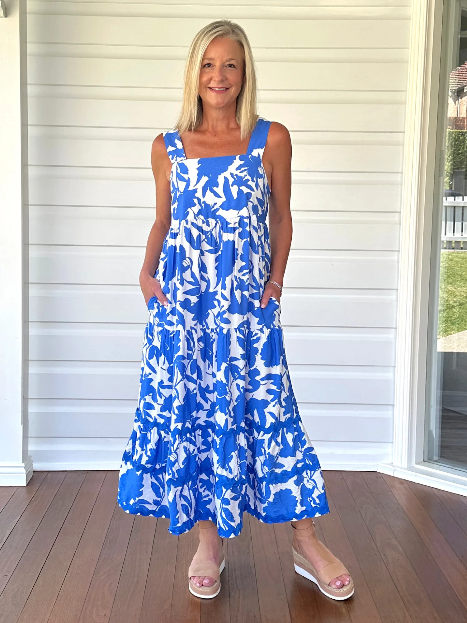 Florida Floral Sun Dress - Blue