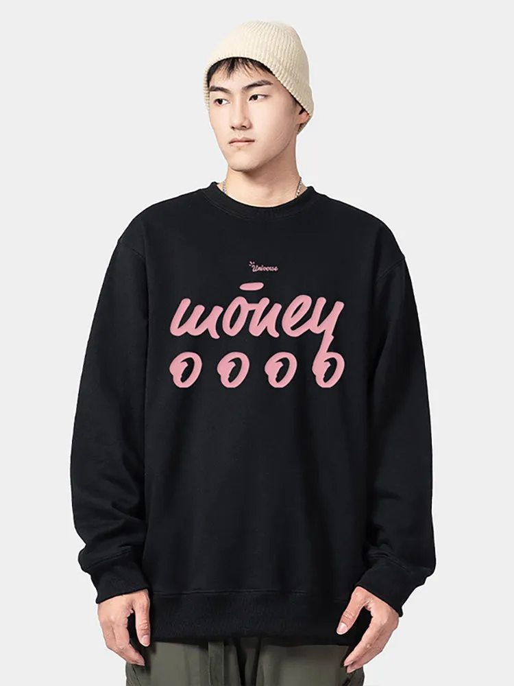 Foamed Fleece Letter Print Pullover Hoodie