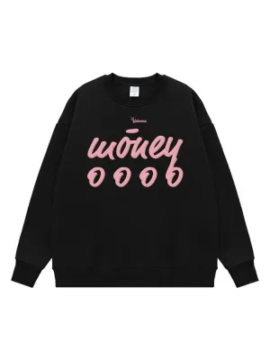 Foamed Fleece Letter Print Pullover Hoodie