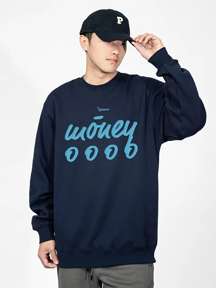 Foamed Fleece Letter Print Pullover Hoodie