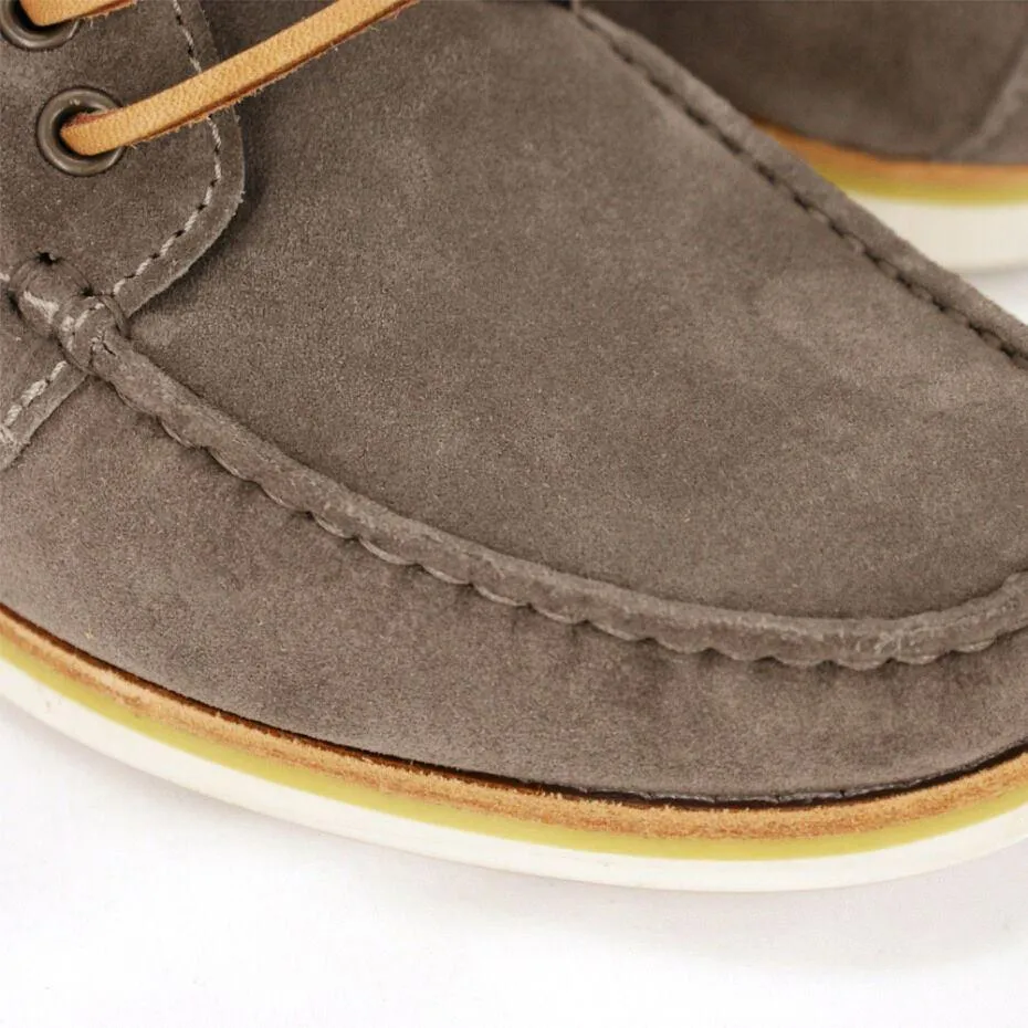 Greige Suede Leather Boat Shoes