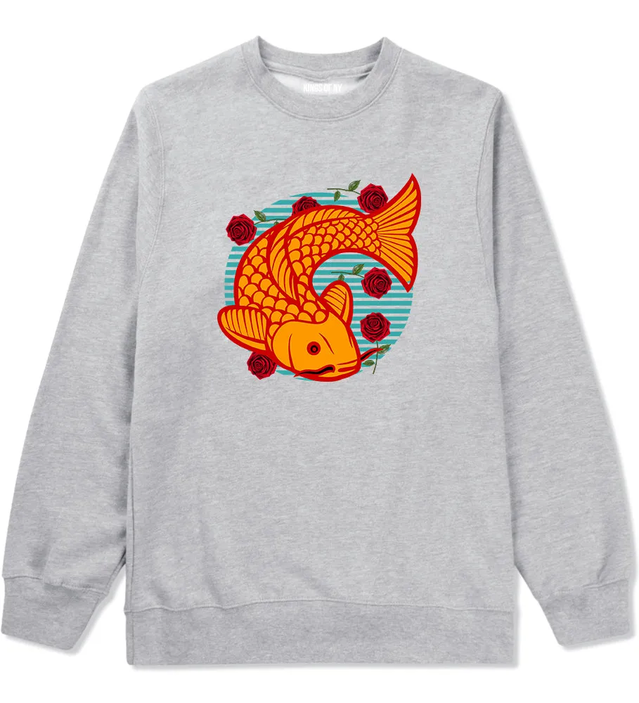 Japanese Koi Fish Print Mens Crewneck Sweatshirt