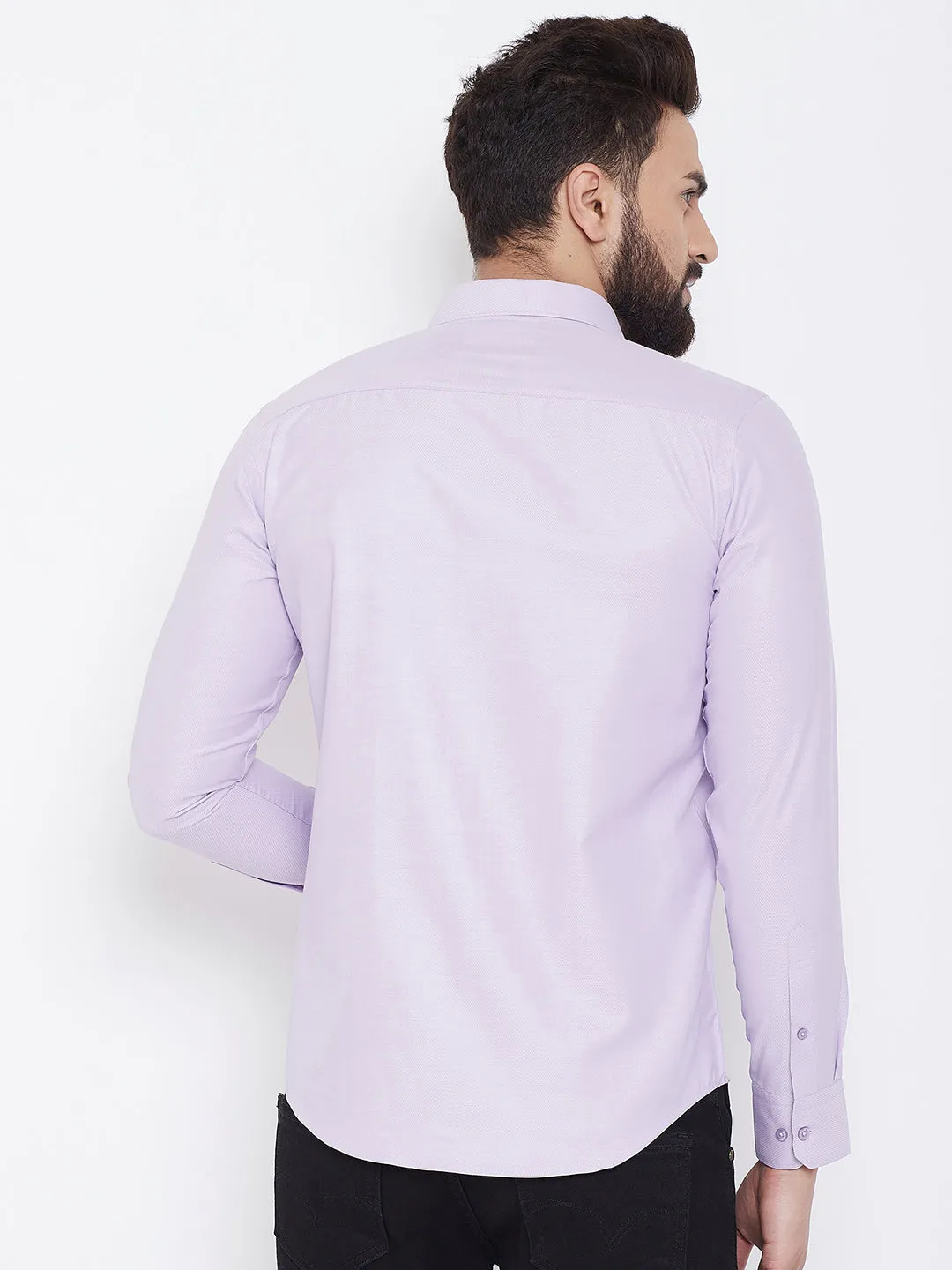 JUMP USA Men Lavender Cotton Casual Shirts