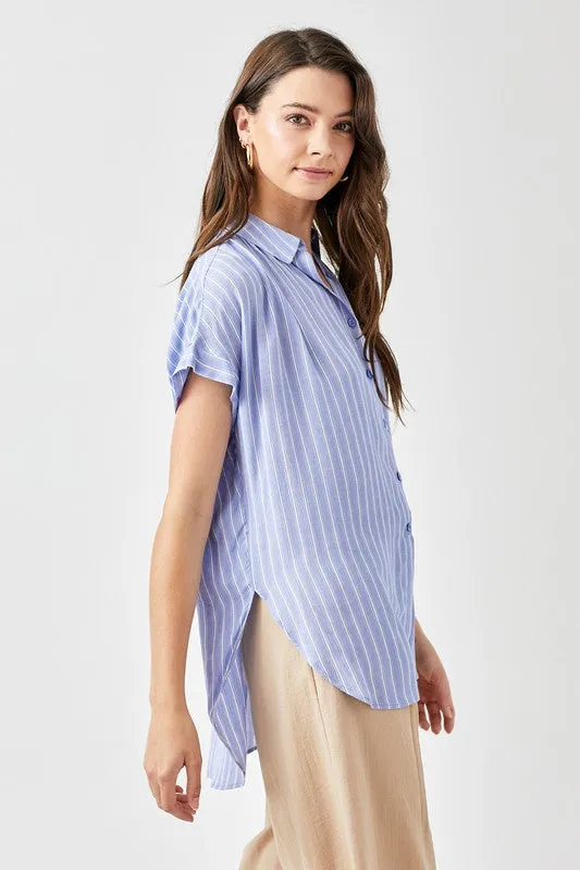 Kayla Striped Button Down Blouse