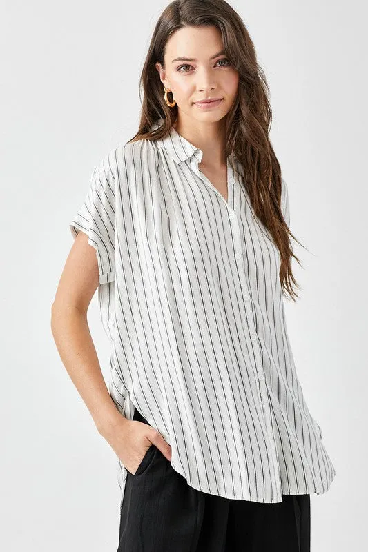 Kayla Striped Button Down Blouse