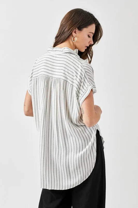 Kayla Striped Button Down Blouse