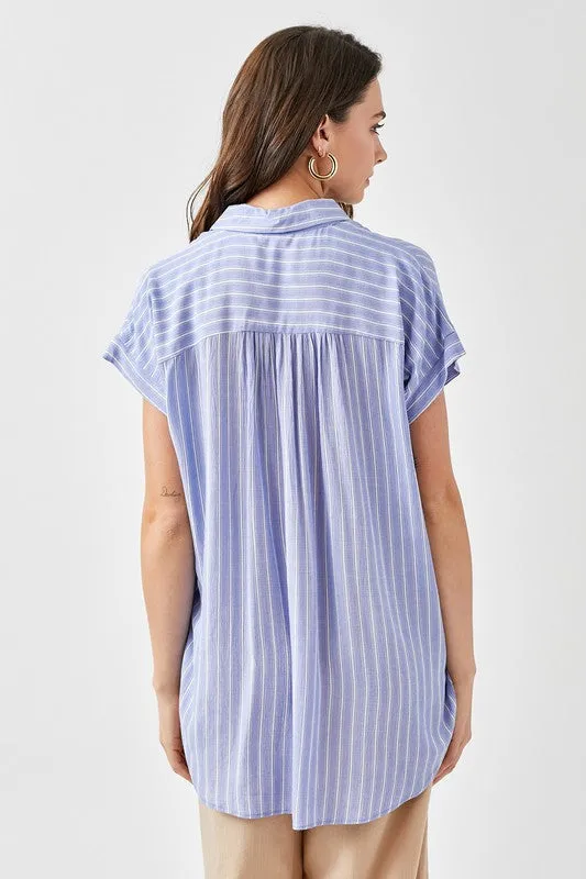 Kayla Striped Button Down Blouse