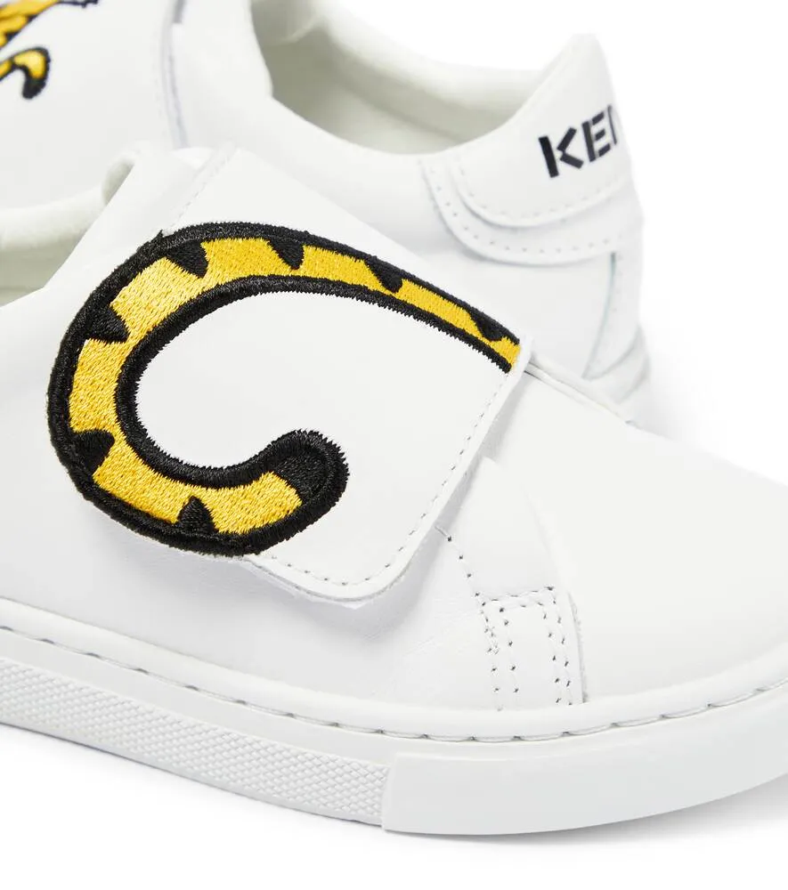 Kenzo embroidered leather sneakers, white