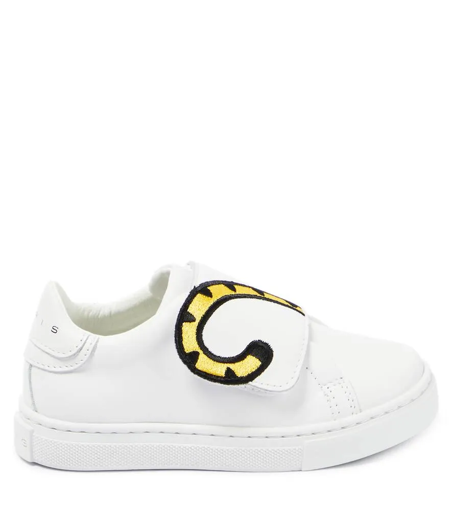 Kenzo embroidered leather sneakers, white