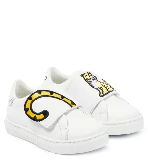 Kenzo embroidered leather sneakers, white