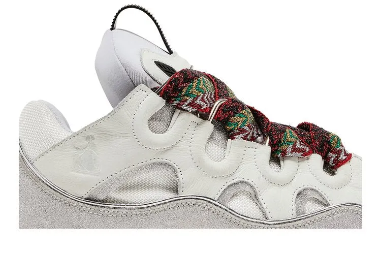 Lanvin Curb Leather and Glitter Sneakers 'White', white