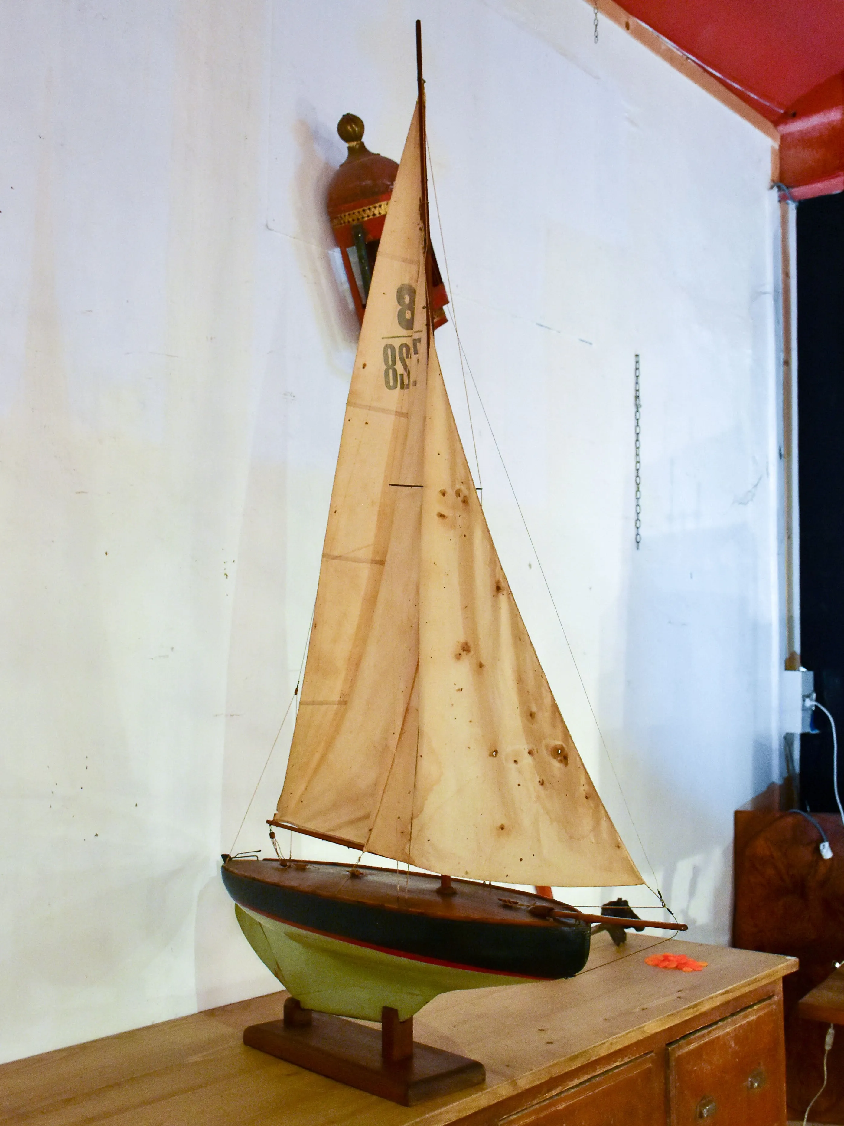 Late 18th century model boat - branded Quimper