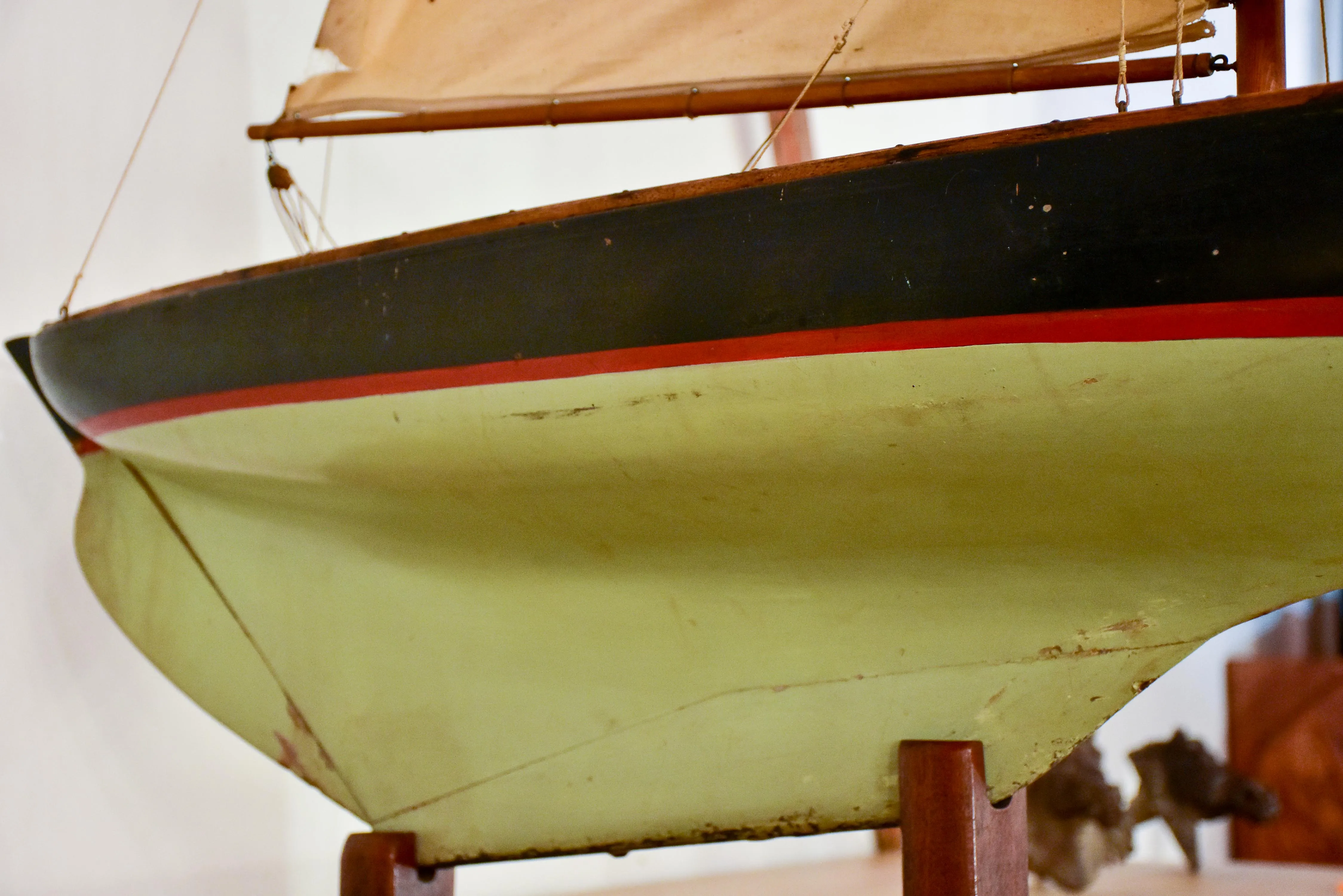 Late 18th century model boat - branded Quimper