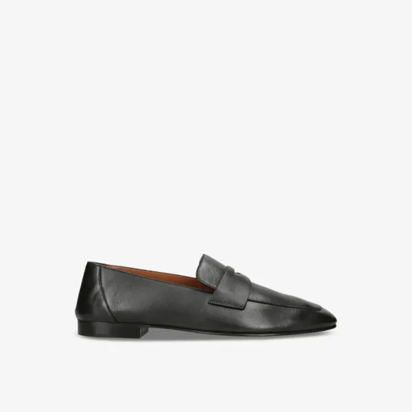 Le Monde Beryl soft leather penny loafers, black